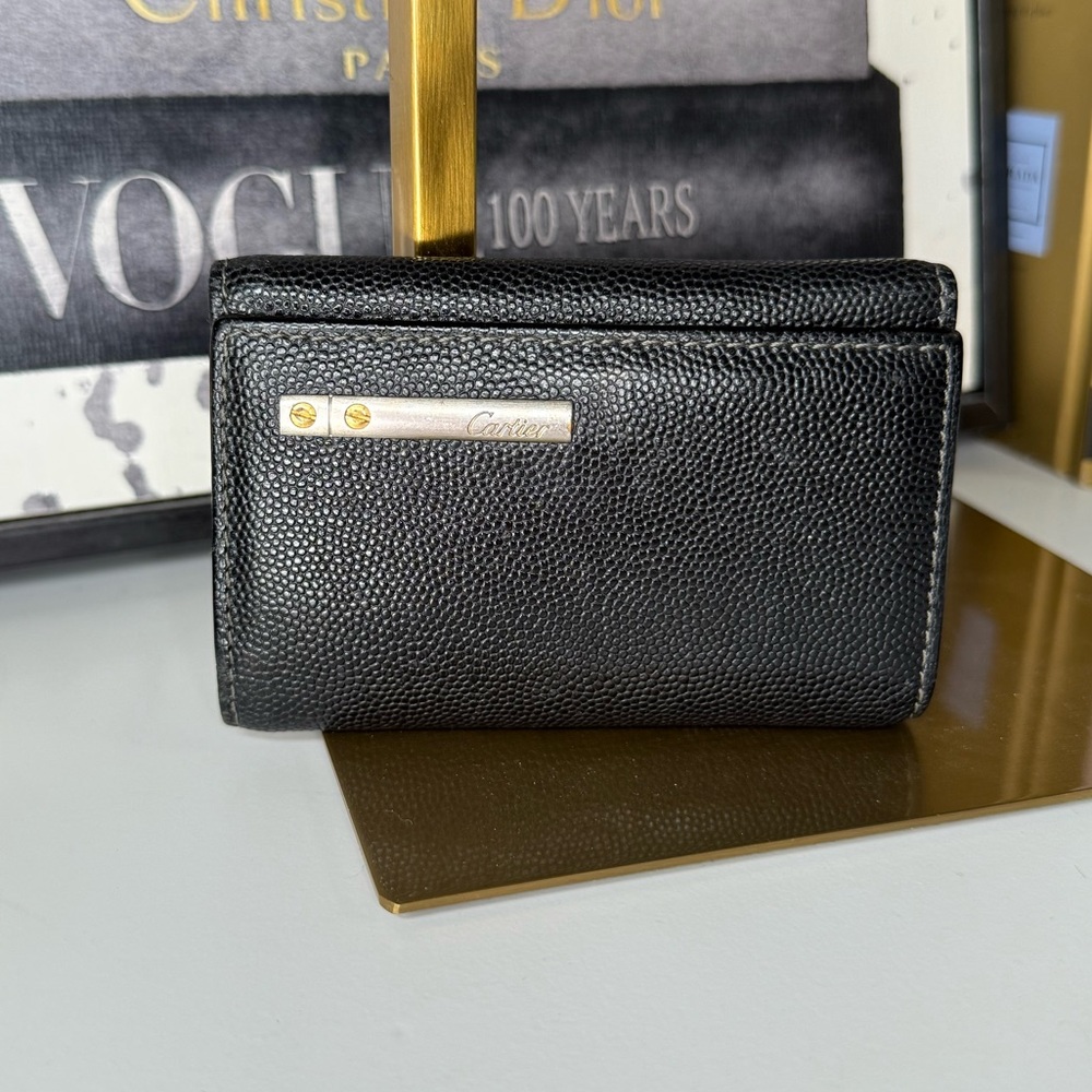 Cartier Black Textured Leather Key Holder